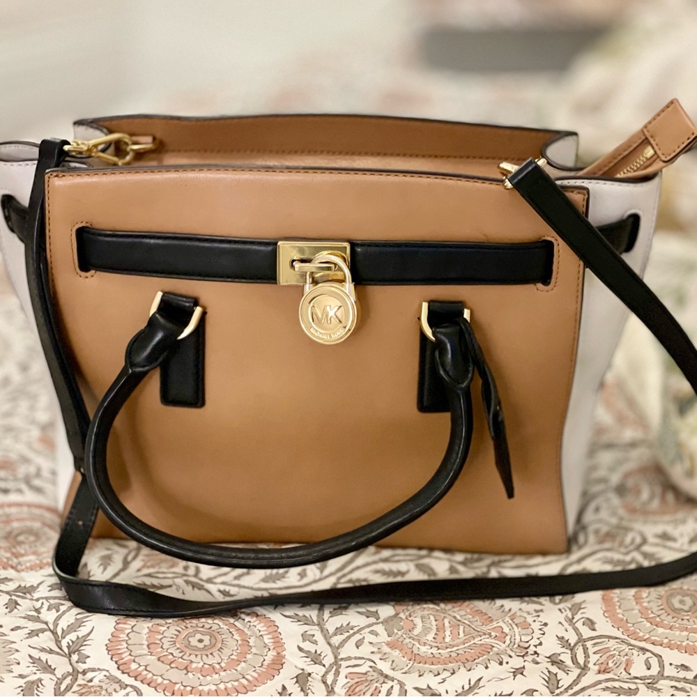 Michael Kors Black and Tan Shoulder Bag